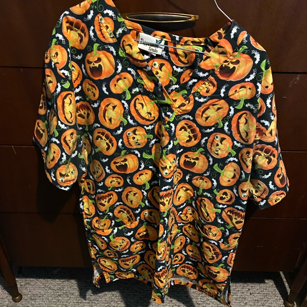 Halloween scrub top